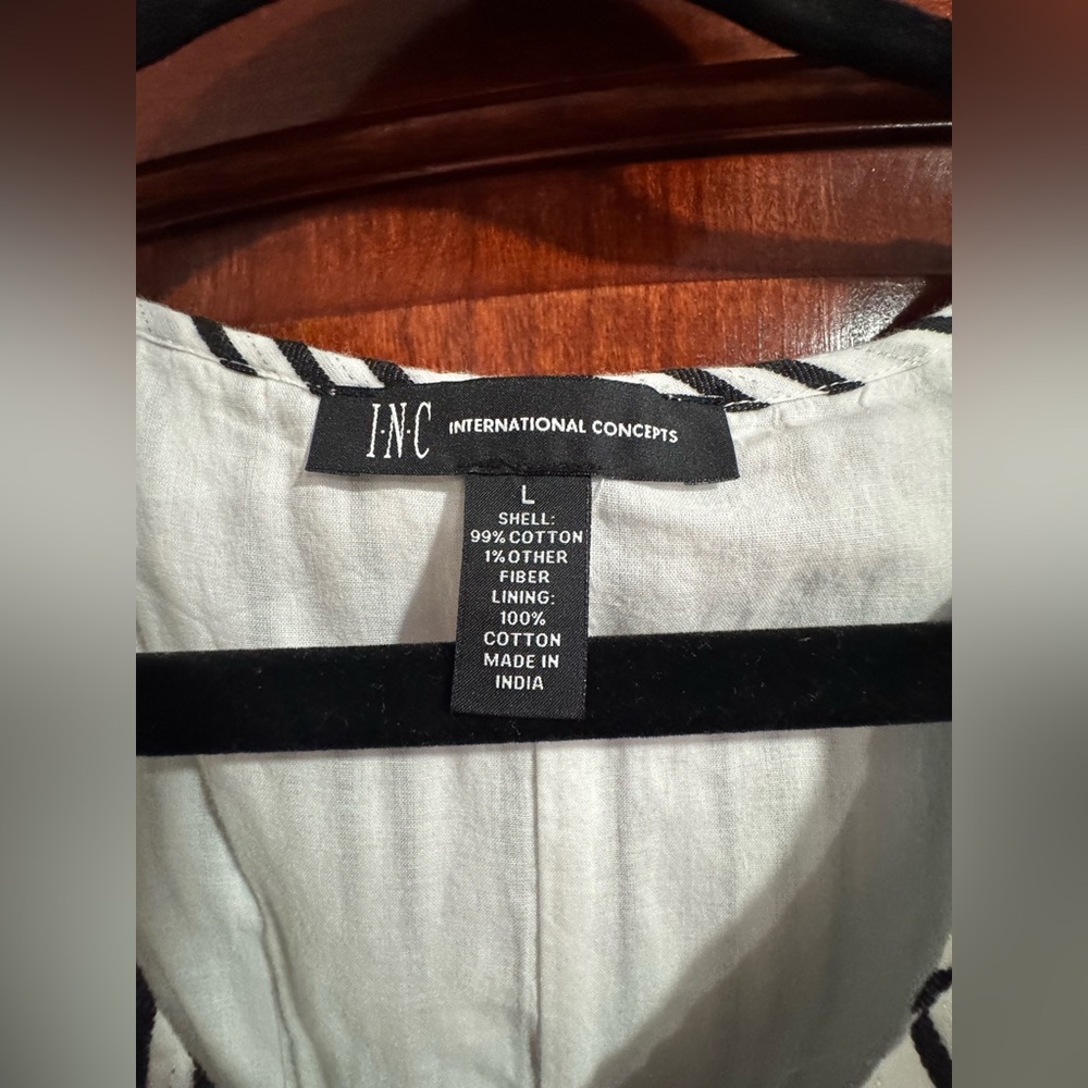NWT INC Striped Ruffle Maxi Dress - White & Black with gold thread - Picture 5 of 10